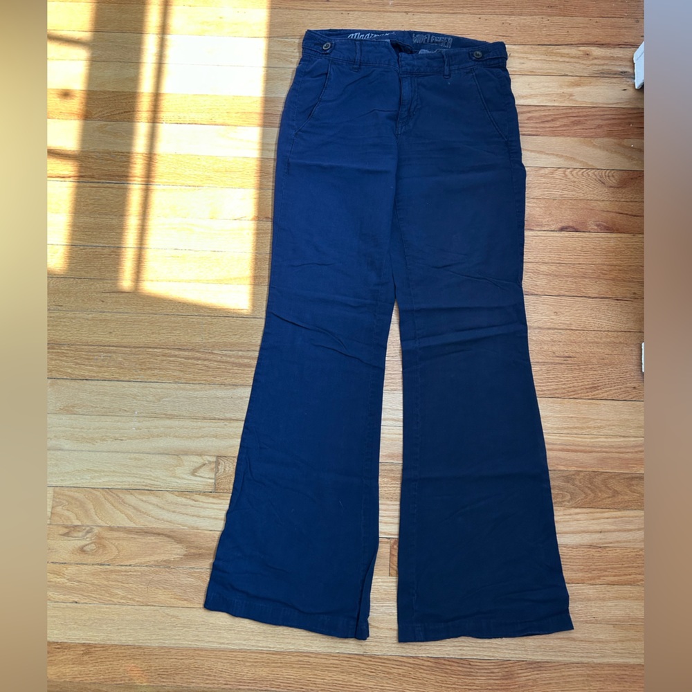 Madewell Lightweight Wide-leg Navy Blue Pants